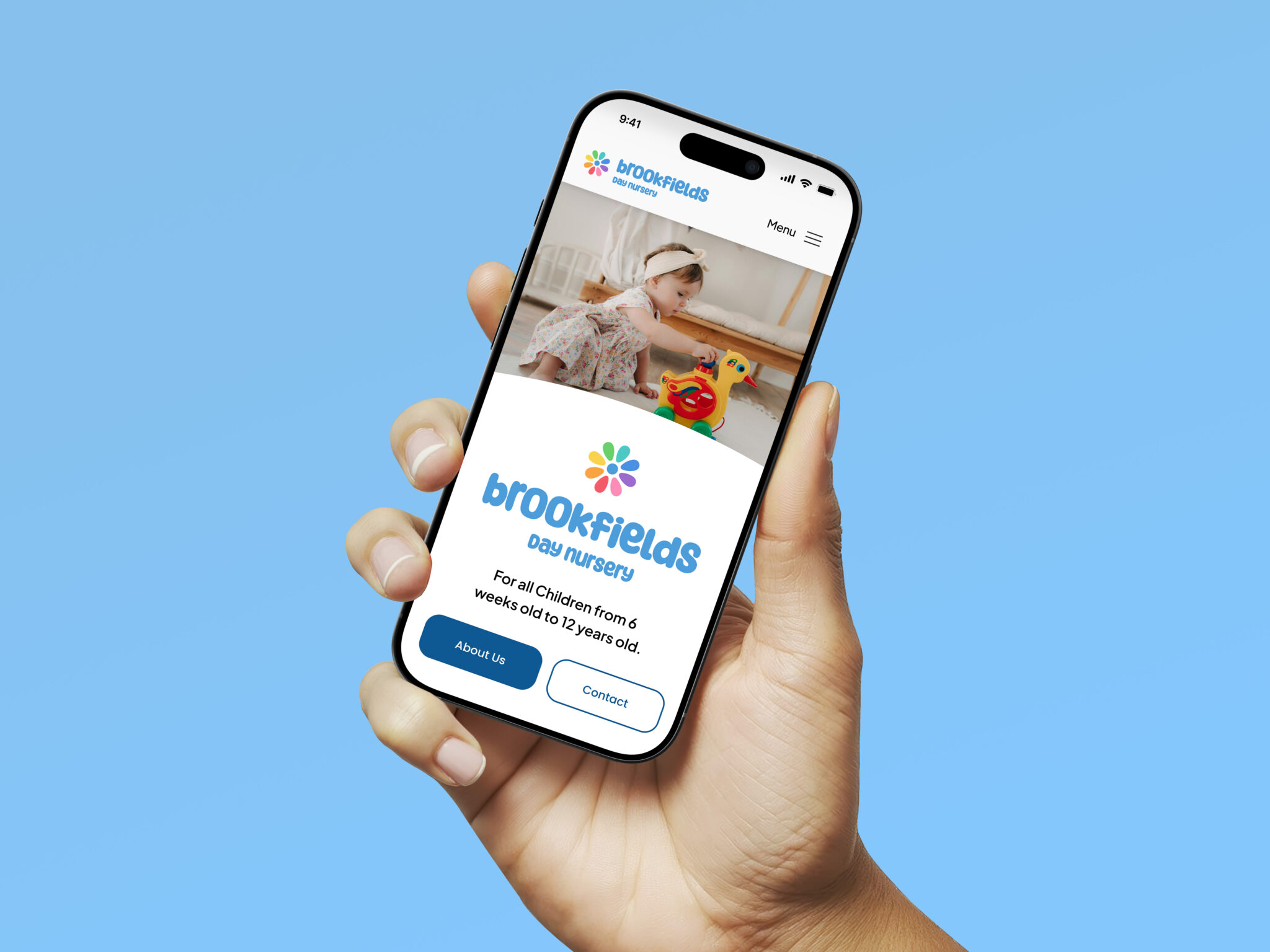 Mobile phone displaying Brookfield Day Nursery website