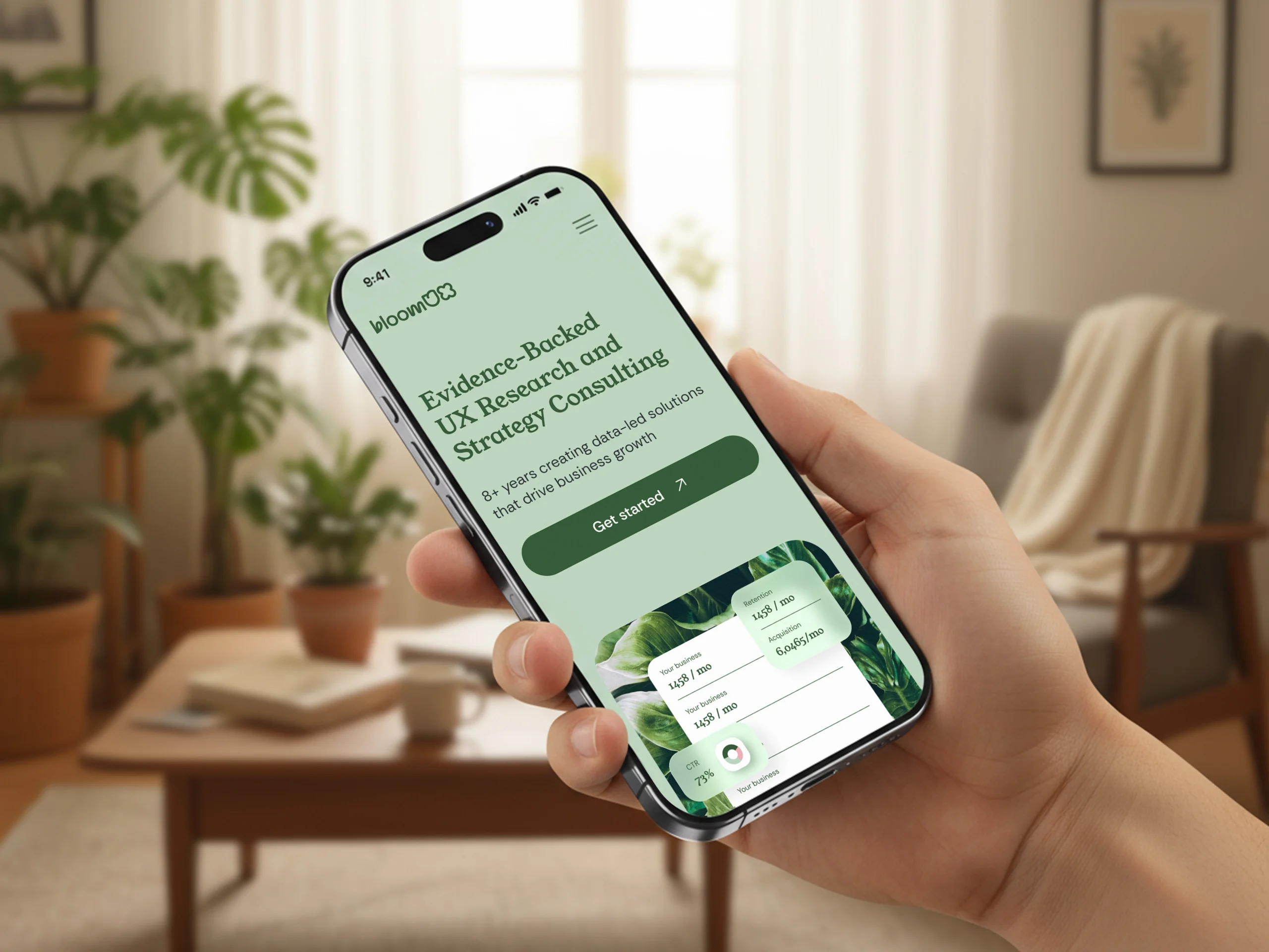 bloomux website displayed on a smartphone