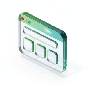 Transparent glass webpage with green outline